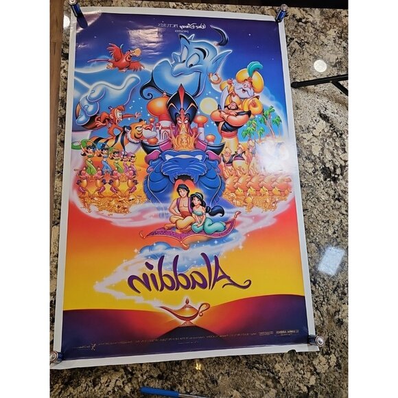 ALADDIN 2 Sided Movie Poster Original DS 27x41 One Sheet DISNEY Animation 1992 - Picture 10 of 13